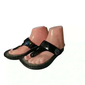 Alegria Carina Women’s Black Metallic Slip On Thong Sandals Size EUR 39/US 8